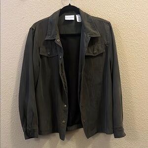 Alfred Dunner Olive Button-Up Jacket